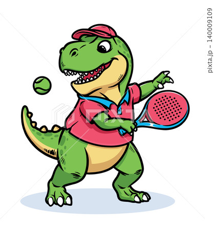 Dino is playing padel happily Dino is playing padel happily 140009109
