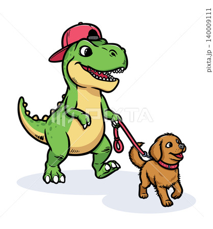 Dino is walking with his pet dog Dino is walking with his pet dog 140009111