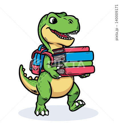Dino carries a pile of books Dino carries a pile of books 140009171