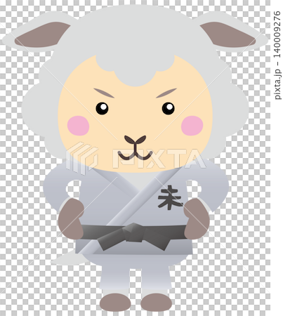 描繪綿羊角色練習空手道的武術插畫。 描繪綿羊角色練習空手道的武術插畫。 140009276