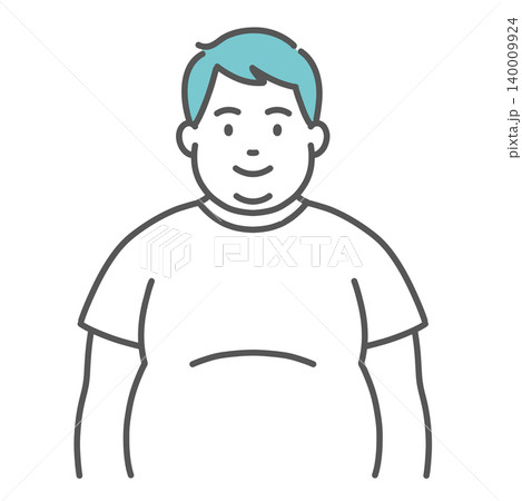 肥満体型(ぽっちゃり)の男性の上半身イラスト(正面・通常ポーズ) 肥満体型(ぽっちゃり)の男性の上半身イラスト(正面・通常ポーズ) 140009924