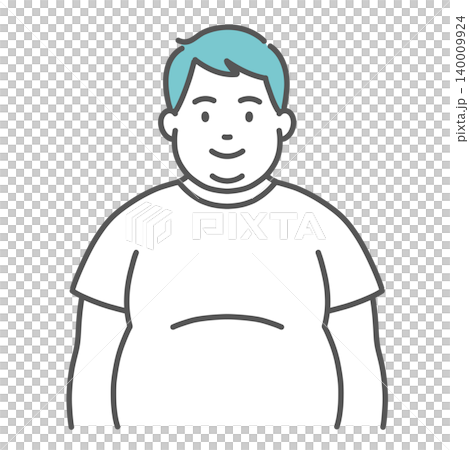 肥満体型(ぽっちゃり)の男性の上半身イラスト(正面・通常ポーズ) 肥満体型(ぽっちゃり)の男性の上半身イラスト(正面・通常ポーズ) 140009924