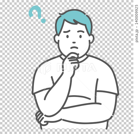 An illustration of an overweight (chubby) man in a pose expressing doubt or concern. An illustration of an overweight (chubby) man in a pose expressing doubt or concern. 140009925