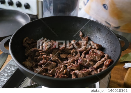 Roasted pork meat in a pan. pork Roasted pork meat in a pan. pork 140010561