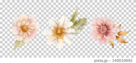Autumn flowers leaves bouquet. Dahlia Chrysanthemum Astra Arrangement. Watercolor hand drawn floral illustration isolated on white background fall design wedding home textile cosmetic package crockery Autumn flowers leaves bouquet. Dahlia Chrysanthemum Astra Arrangement. Watercolor hand drawn floral illustration isolated on white background fall design wedding home textile cosmetic package crockery 140010692