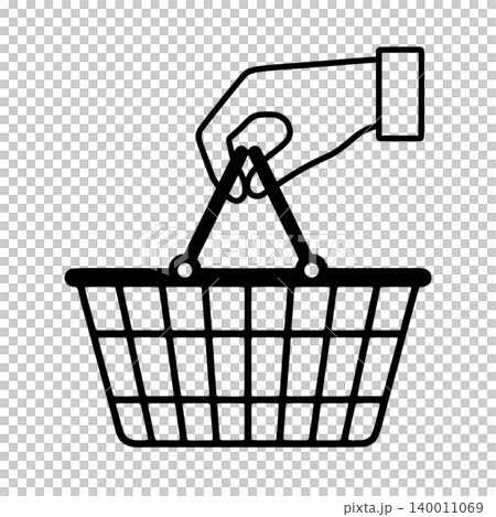買い物かごを持つ手のラインアイコン 買い物かごを持つ手のラインアイコン 140011069