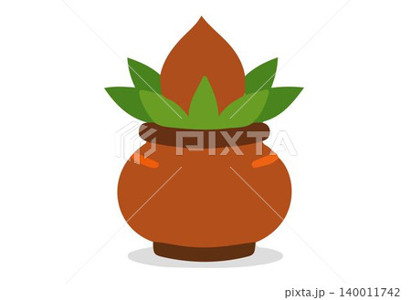 image of a kalash pot with leaves. image of a kalash pot with leaves. 140011742