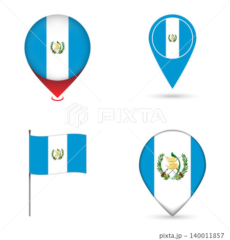 Guatemala Flag Map Pin Icons Set Collection. Guatemala Flag Map Pin Icons Set Collection. 140011857