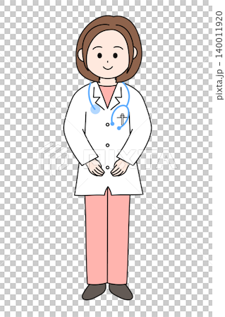 Cute illustration of a young female doctor 140011920