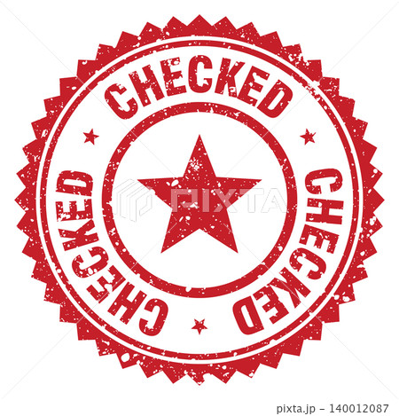 checked red grunge round stamp. checked stamp checked red grunge round stamp. checked stamp 140012087