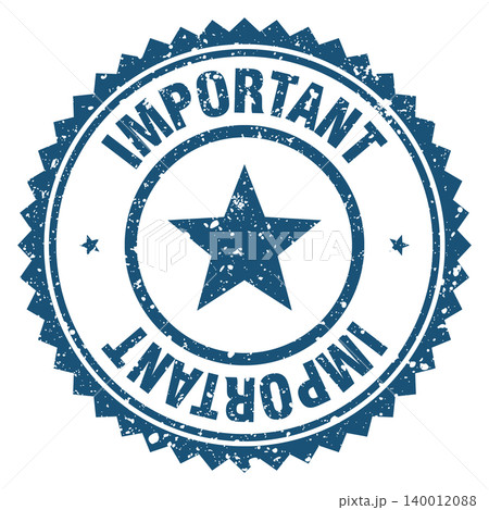 important blue grunge round stamp. important stamp 140012088