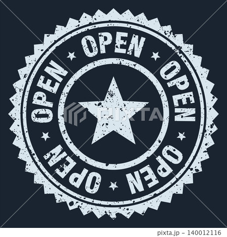 open white grunge round stamp. open stamp 140012116
