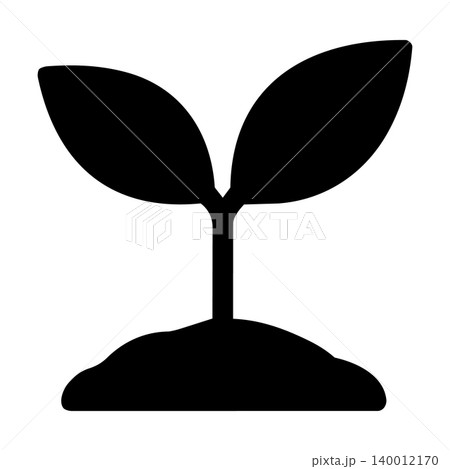双葉の芽吹きを表現したシンプルな植物シルエットアイコン 双葉の芽吹きを表現したシンプルな植物シルエットアイコン 140012170