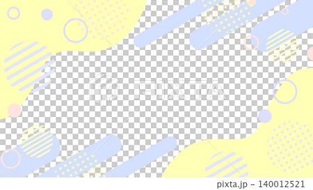 普普藝術風格的孟菲斯式流動邊框背景：黃色、淺藍色、柔和的粉紅彩色調，橫向（16:9）。 140012521