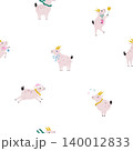 New year seamless pattern with cute goats and holiday elements 140012833
