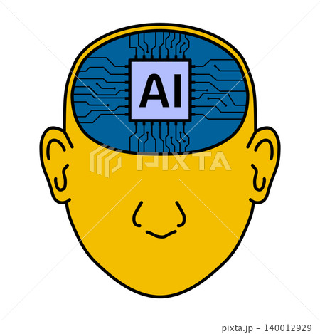 AI chip and circuit pattern inside human head, Replacement a brain with AI chip, concept for technology and engineering in the future. vector illustration unreal background. abstract background. AI chip and circuit pattern inside human head, Replacement a brain with AI chip, concept for technology and engineering in the future. vector illustration unreal background. abstract background. 140012929