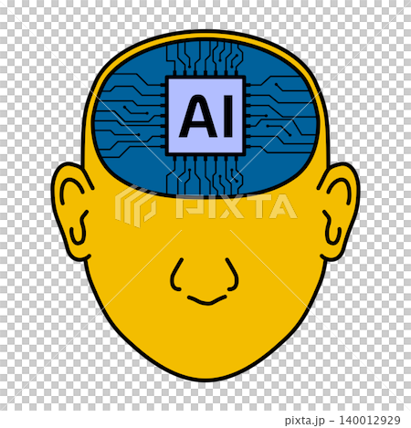 AI chip and circuit pattern inside human head, Replacement a brain with AI chip, concept for technology and engineering in the future. vector illustration unreal background. abstract background. AI chip and circuit pattern inside human head, Replacement a brain with AI chip, concept for technology and engineering in the future. vector illustration unreal background. abstract background. 140012929