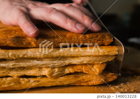 Puff pastry layers of future puff pastry pie Puff pastry layers of future puff pastry pie 140013228