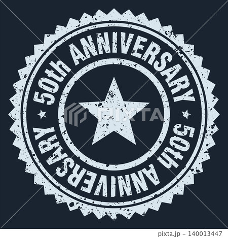 50th anniversary white grunge round stamp. 50th anniversary stamp 140013447