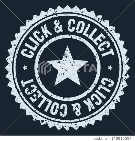 click & collect white grunge round stamp. click & collect stamp 140013594