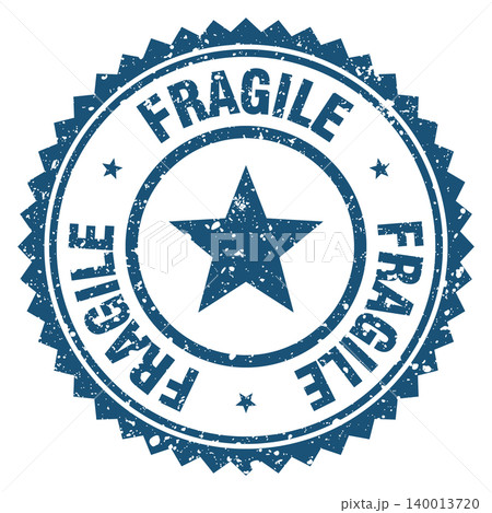 fragile blue grunge round stamp. fragile stamp 140013720