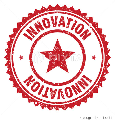 innovation red grunge round stamp. innovation stamp 140013811