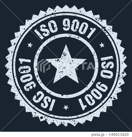 iso 9001 white grunge round stamp. iso 9001 stamp 140013820