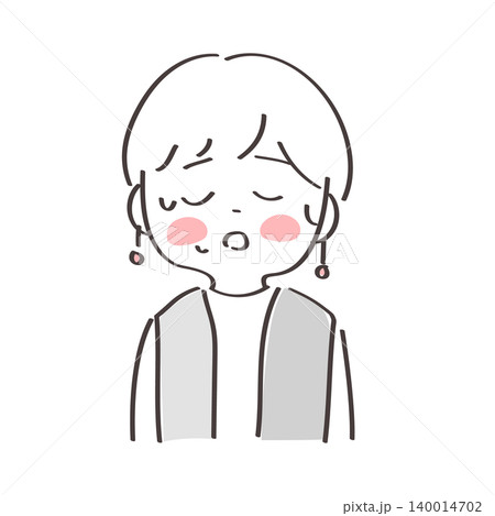 顔がほてっている女性のかわいい手書きイラスト 顔がほてっている女性のかわいい手書きイラスト 140014702