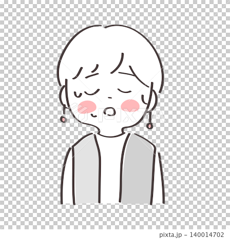 顔がほてっている女性のかわいい手書きイラスト 顔がほてっている女性のかわいい手書きイラスト 140014702