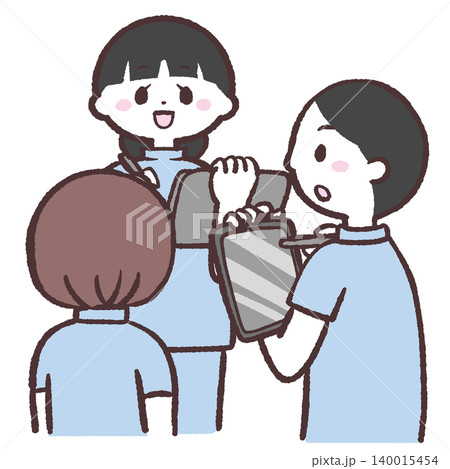 申し送りする三人のスタッフのイラスト 140015454