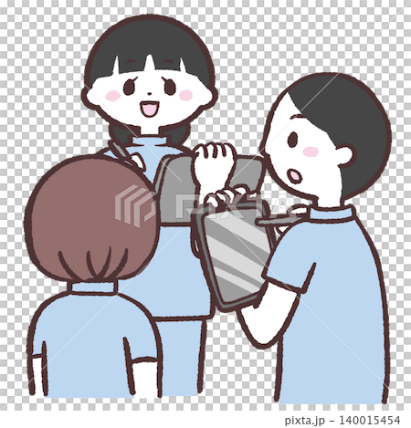 申し送りする三人のスタッフのイラスト 140015454