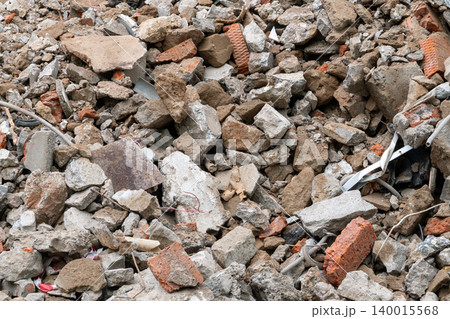 Pile Of Rubble And Debris From Demolition With Broken Concrete Bricks And Exposed Wiring Pile Of Rubble And Debris From Demolition With Broken Concrete Bricks And Exposed Wiring 140015568