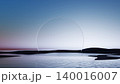 3D render, Minimal glass sphere over calm water landscape with pale sky and surreal horizon 140016007