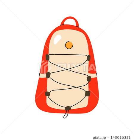 Red and orange tourist backpack vector flat illustration isolated on white background Red and orange tourist backpack vector flat illustration isolated on white background 140016331