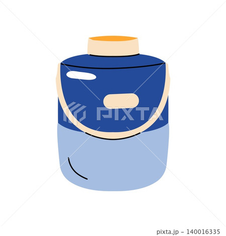 Blue camping water flask or thermocup vector flat illustration isolated on white background Blue camping water flask or thermocup vector flat illustration isolated on white background 140016335
