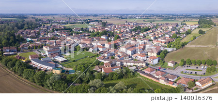 Drone view of Giussago a small town in the province of Pavia 140016376