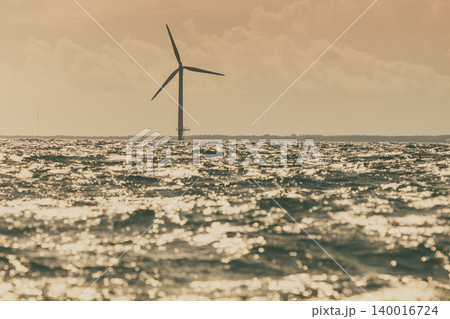 Wind turbines farm in Baltic Sea, Denmark 140016724