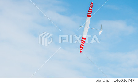 RC soaring plane on blue sky RC soaring plane on blue sky 140016747