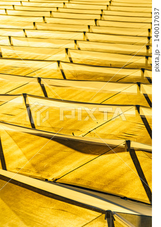 Greenhouses for growing plants and commercial agriculture at sunset Greenhouses for growing plants and commercial agriculture at sunset 140017037
