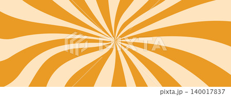 Hypnosis spiral with stripes and Starburst swirl. Groovy retro background. 70s vintage summer Vector 140017837