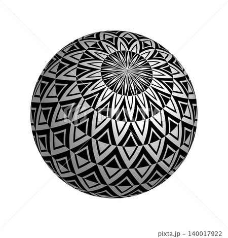 Radial Geometric 3D Pattern on Sphere. Decorative Ball. Radial Geometric 3D Pattern on Sphere. Decorative Ball. 140017922