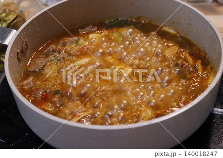 Bubbling Pot of Spicy Stew Bubbling Pot of Spicy Stew 140018247