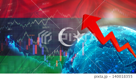 Global financial growth with Libya flag. Financial growth with Libya flag on economic background 140018355