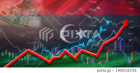 Libya financial growth on market graph. Libya economic growth on financial graph background 140018356