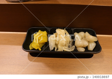 Pickled Foods and Garlic in Black Tray 140018697