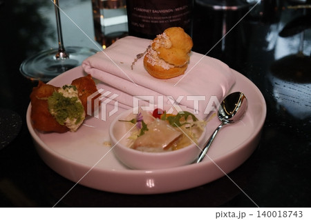 Elegant Plate of Appetizers and Dessert Items Elegant Plate of Appetizers and Dessert Items 140018743