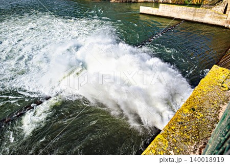Controlled release of water from the Sant Llorenc de Montgai reservoir, Noguera region, Lleida, Catalonia Controlled release of water from the Sant Llorenc de Montgai reservoir, Noguera region, Lleida, Catalonia 140018919