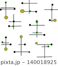 Abstract geometric pattern with linear elements and dots 140018925