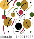 Seamless abstract pattern in the Mid-Century Modern style, featuring geometric elements and brushstrokes. 140018927