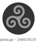 Celtic triskelion spiraling inside a circle 140019135